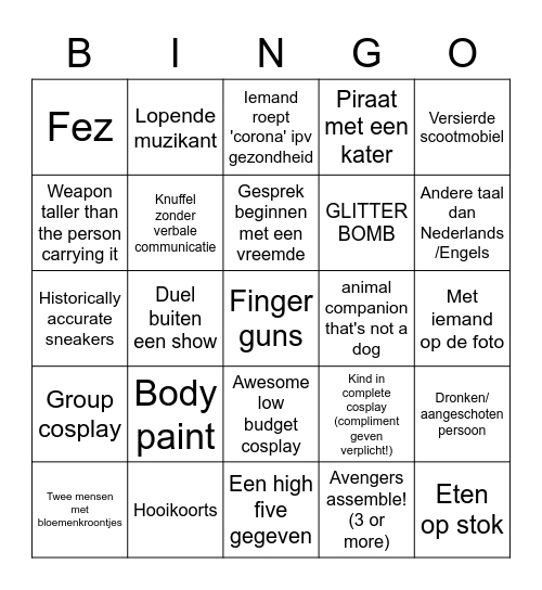 Castlefest Bingo Card
