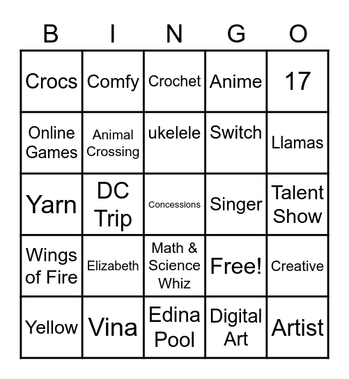 Elizabeth's Birthday BINGO! Bingo Card