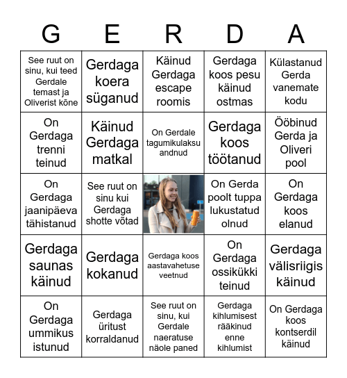 Gerda's Bridal Bingo Card