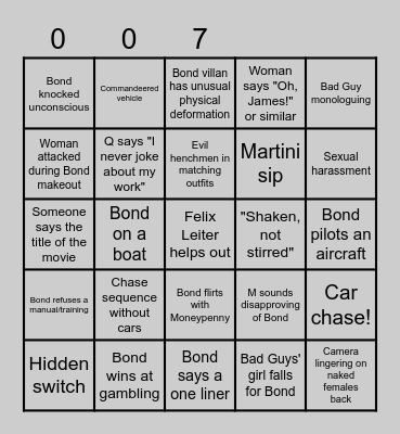 Ultimate Bond Bingo Card