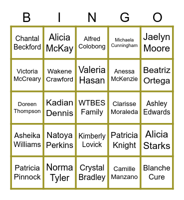 Staff IceBreaker Bingo Card