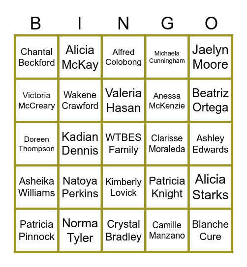 Staff IceBreaker Bingo Card