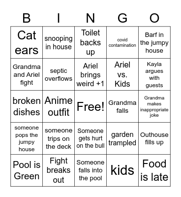 Brehn's Wedding Bingo Card