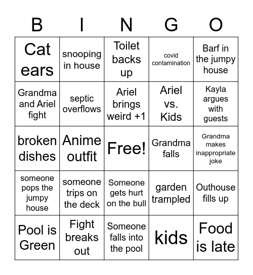 Brehn's Wedding Bingo Card