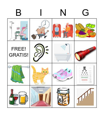 Fall Prevention Bingo Card