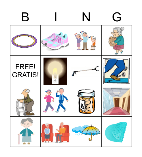 Fall Prevention Bingo Card