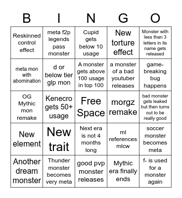 ML Bingo Card