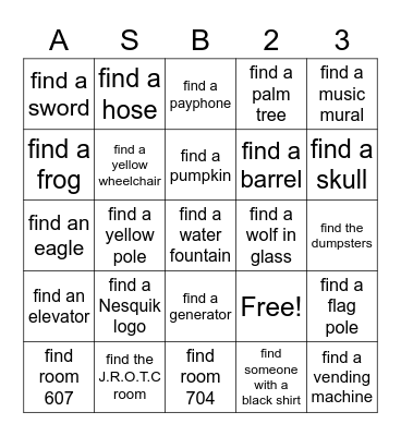 Campus Bingo Card