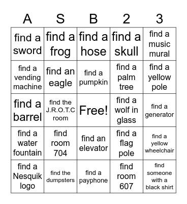 Campus Bingo Card