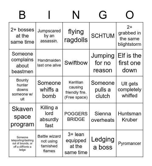 Quickplay Bingo Card