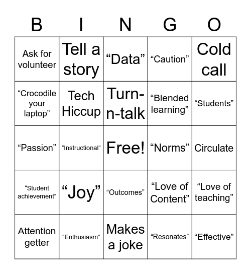 Joy Session Bingo Card