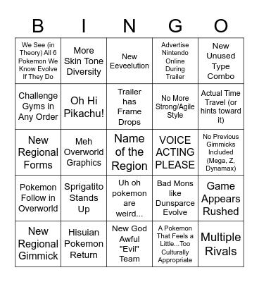 Scarlet/Violet Bingo for 8.3.22 Bingo Card