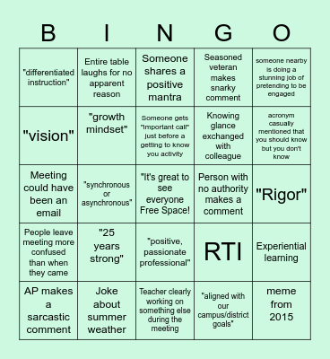 Welcome Back Bingo! Bingo Card