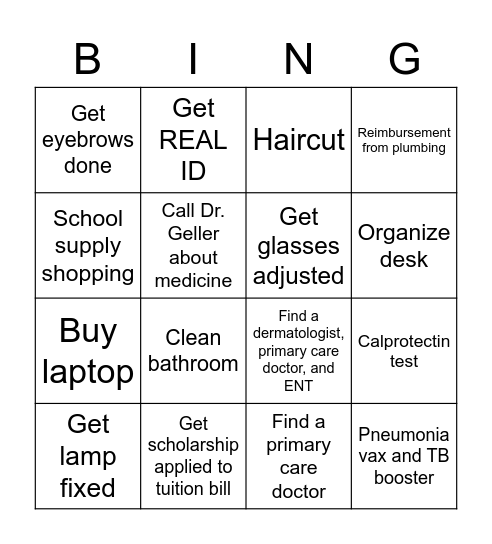 #Adulting Bingo Card
