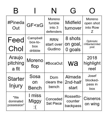 2022 ATLUTD Bingo Card
