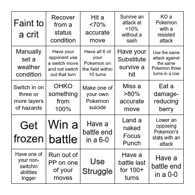 Esse's Gimmick Draft Bingo Card Bingo Card