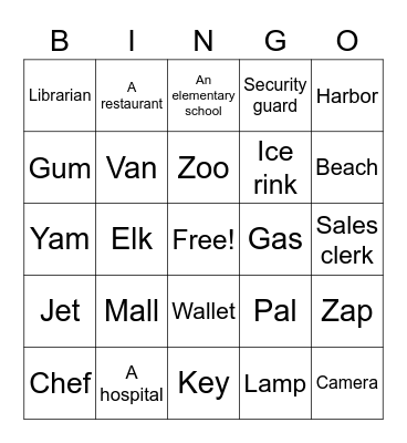 C5 lesson 18 Bingo Card