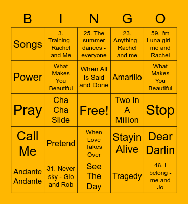 Orange - Katy Bingo Card