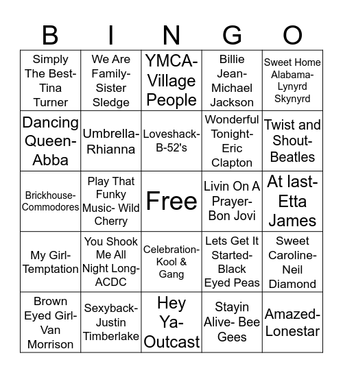 ROCKSTAR BINGO Card