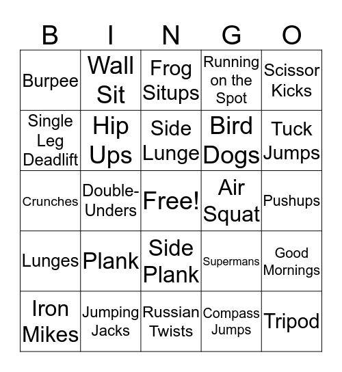 Bodyweight Bingo Card