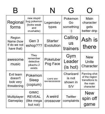 PATTERRZ POKEMON PRESENTS BINGO Card