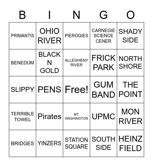 EVERYTHING PITTSBURGH Bingo Card