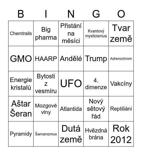 Konspirační weby bingo Card