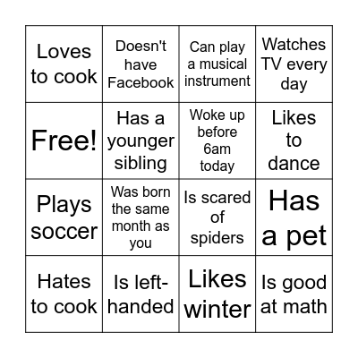 FIND SOMEONE WHO... Bingo Card