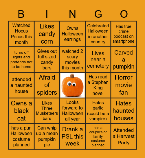 Halloween Team Building Bingo Card