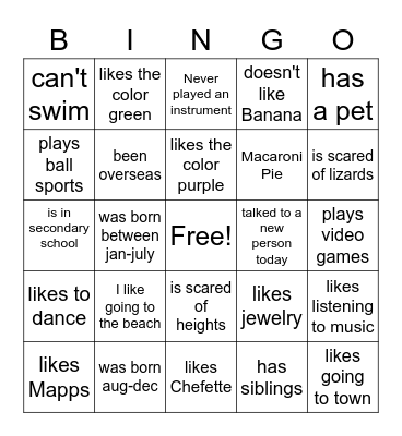 Untitled Bingo Card