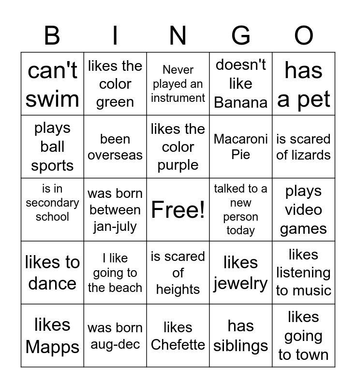 Untitled Bingo Card
