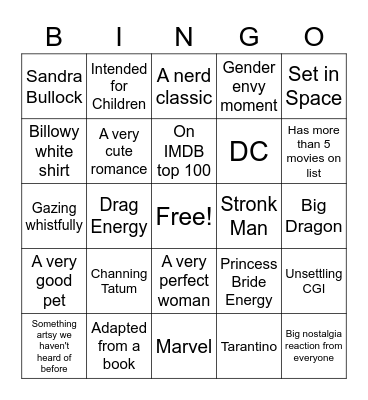 Amanda's Movie Night Bingo Card