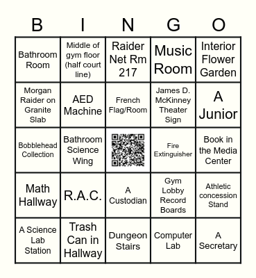 Freshmen Day Camp Bingo Card