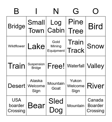 Skagway Car Bingo Card