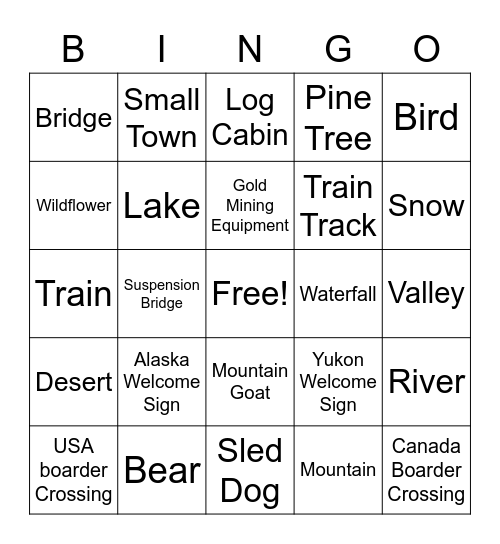 Skagway Car Bingo Card