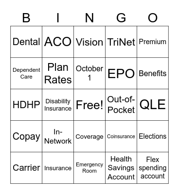 Open Enrollment Bingo! Bingo Card