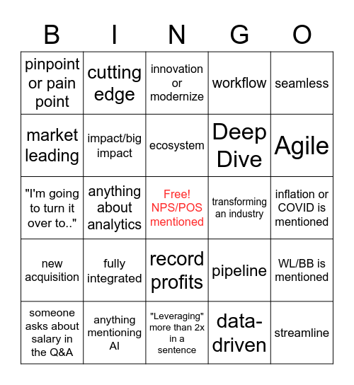 TH Bingo Card