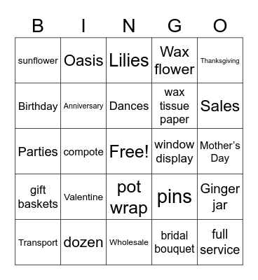All about Floral Bingo Card