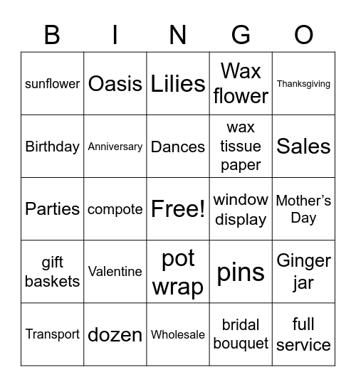 All about Floral Bingo Card