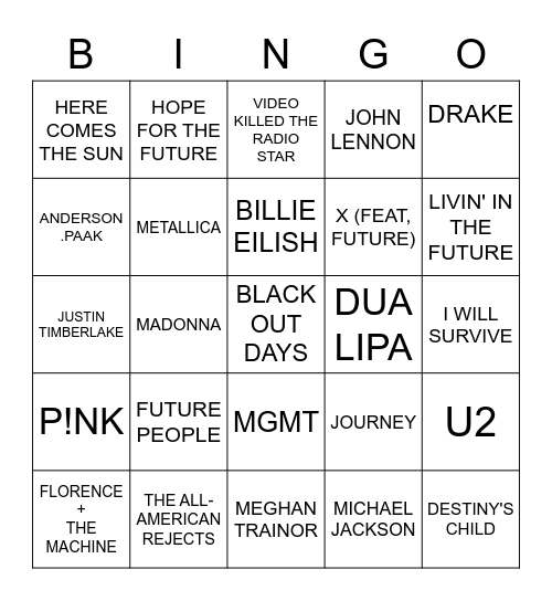 FUTURE Bingo Card
