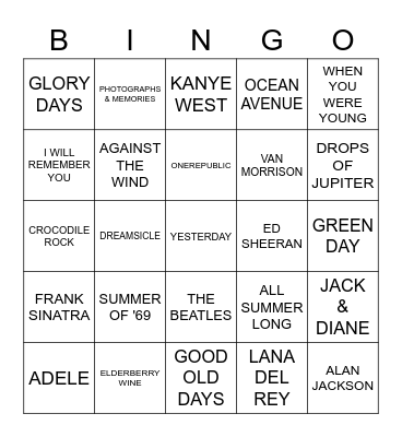 PAST Bingo Card