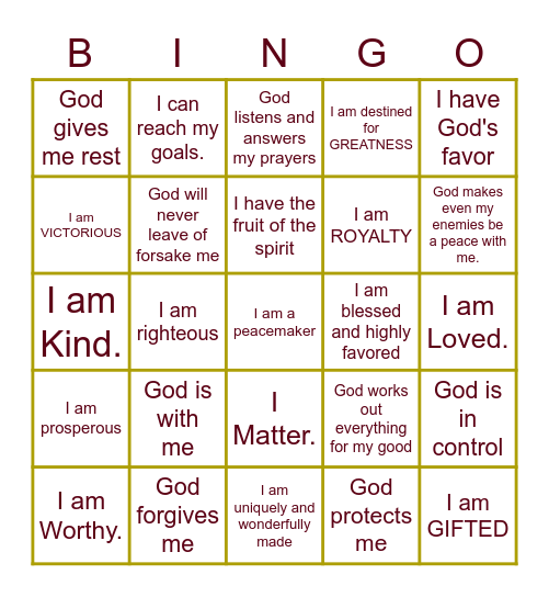 Blessed Bingo Card