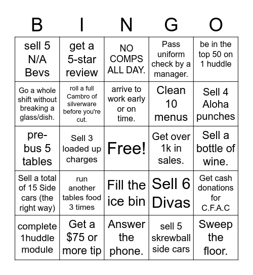 Bar Louie Baybrook Bingo Card