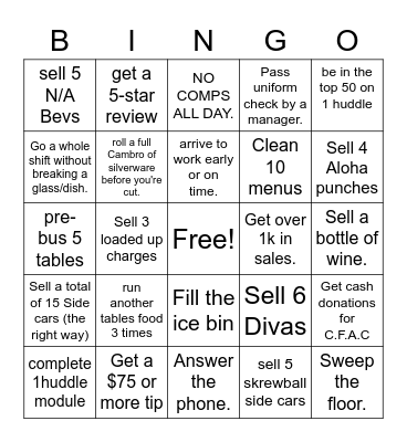 Bar Louie Baybrook Bingo Card