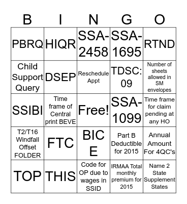 CHIP BINGO Card