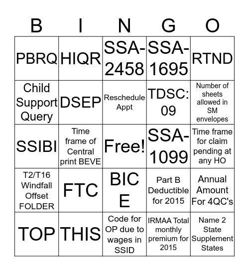 CHIP BINGO Card