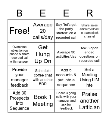 Lattice Summer Friday's Bingo Card