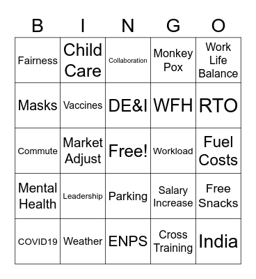 Comcast All Hands Bingo! Bingo Card