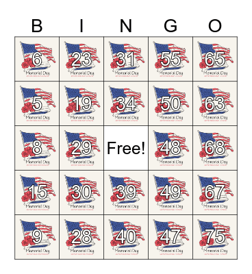 Memorial Day BINGO Card