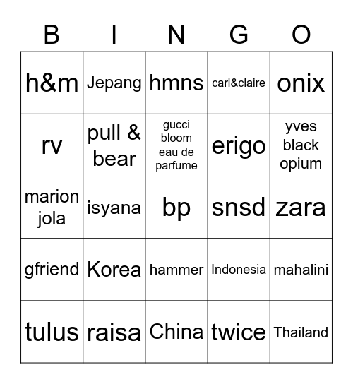 bingo acel Bingo Card